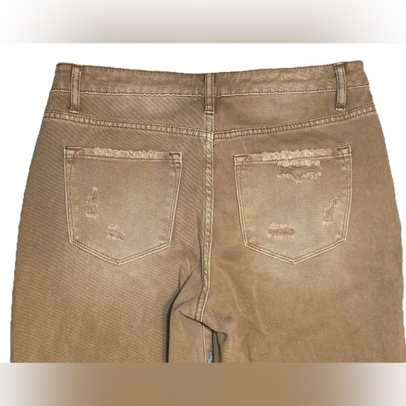 Vervet Jeans Women's Tan Size 30 Straight Vintage Crop Distressed Raw Hem 32x26 - Picture 4 of 8